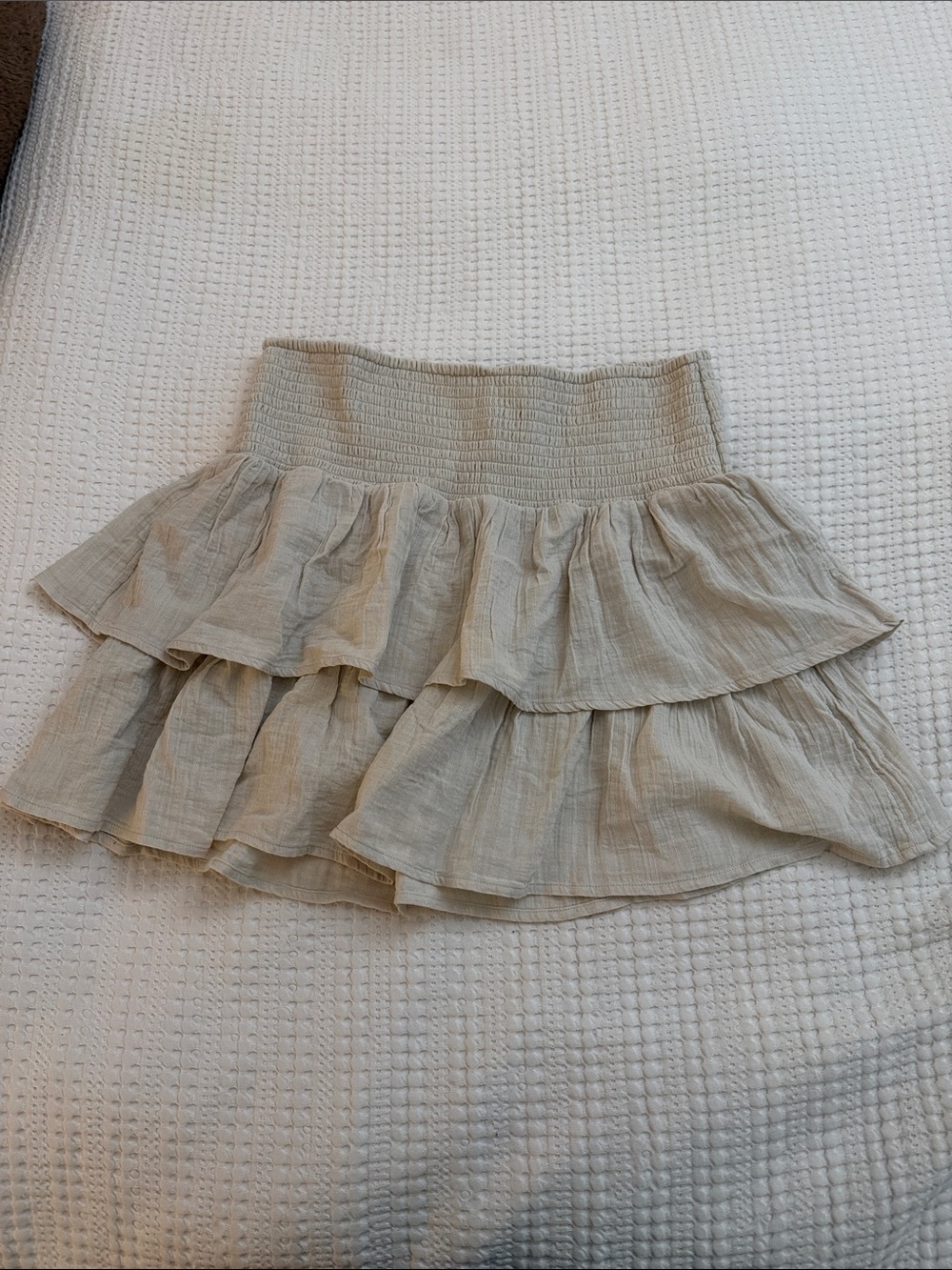 Universal Thread Cream Tiered Ruffle Skirt with Smocked Waist